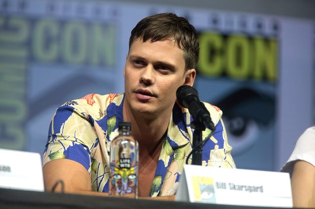 Bill Skarsgård speaking on a panel at San Diego Comic-Con in 2018