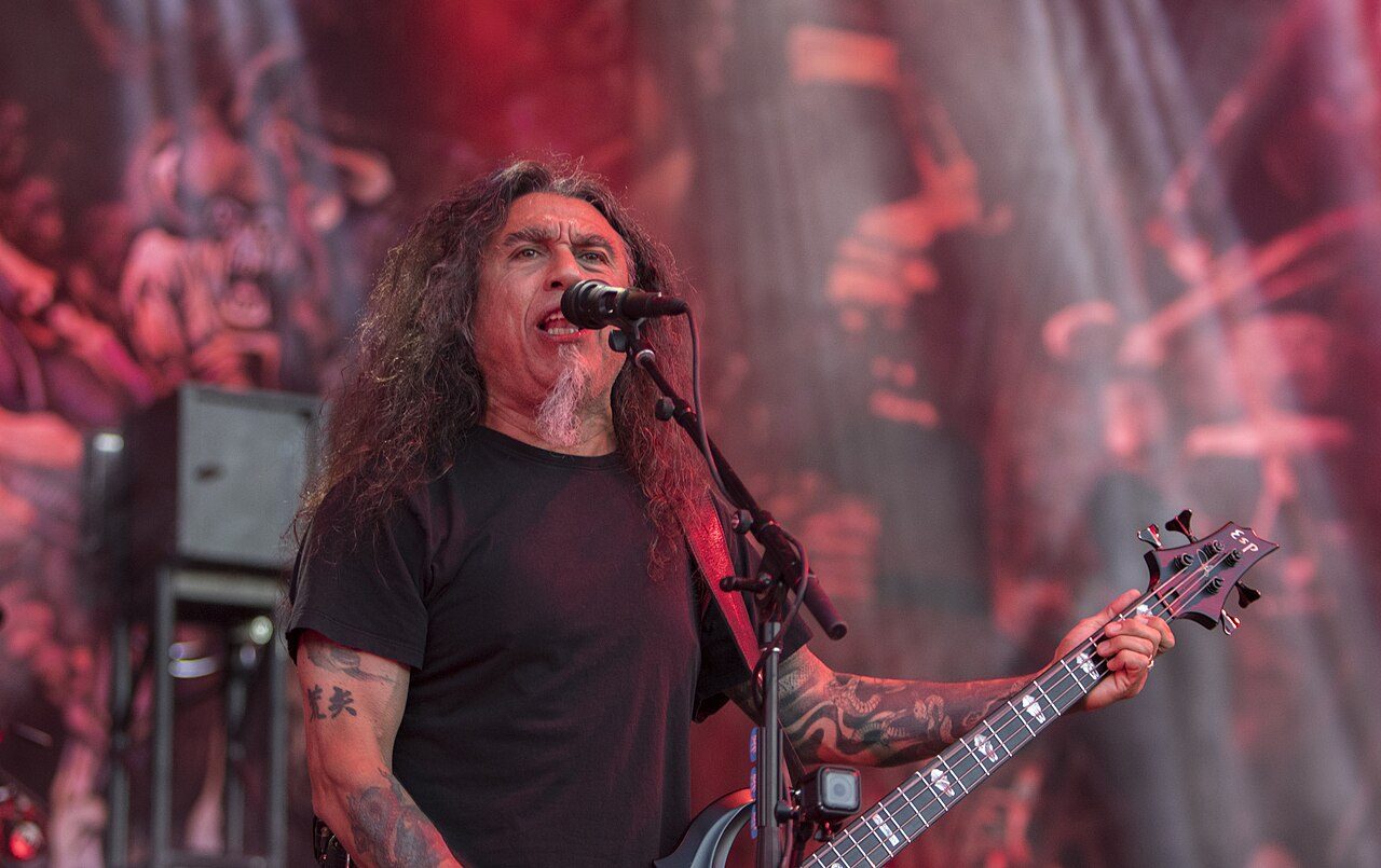 Slayer singer and bassist Tom Araya on stage at Tuska Open Air in Helsinki in 2019